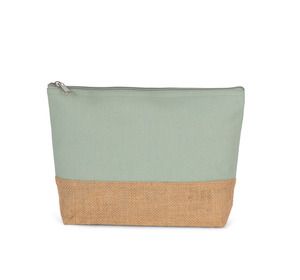 Kimood KI0276 - Pochette en toiles de coton et jute Sage / Natural