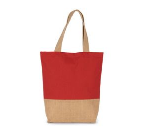 Kimood KI0298 - Sac shopping en coton et fils de jute contrecollée Arandano Red / Natural