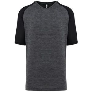 PROACT PA4030 - T-shirt de padel bicolore à manches raglan homme Black / Marl Dark Grey