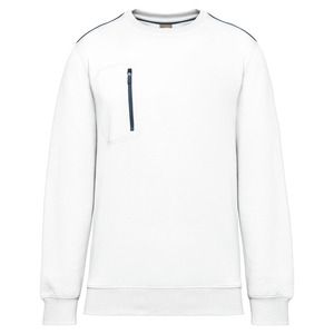 WK. Designed To Work WK403 - Sweat-shirt DayToDay zip poche contrasté unisexe Blanc / Bleu marine