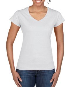 GILDAN GIL64V00L - T-shirt V-Neck SoftStyle SS for her Blanc