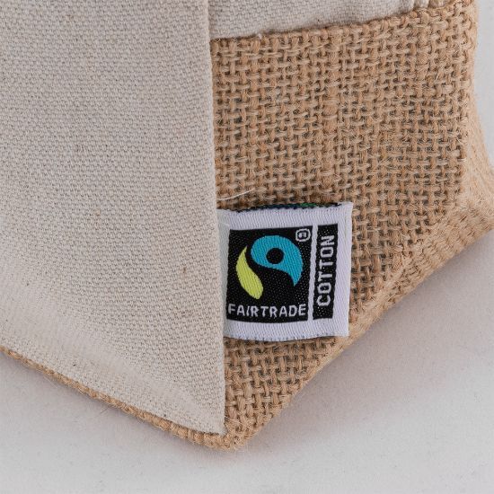 EgotierPro 53549 - Trousse de toilette en coton Fairtrade avec base en jute et poignée PALAWAN