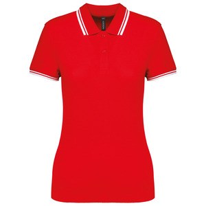 Kariban K273 - Polo femme manches courtes à rayures Red / White