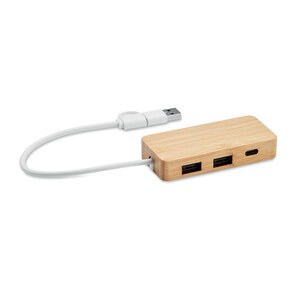 GiftRetail MO2143 - HUBBAM Hub USB 3 ports en bambou