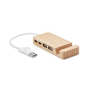 GiftRetail MO2144 - HUBSTAND Hub USB 4 ports en bambou