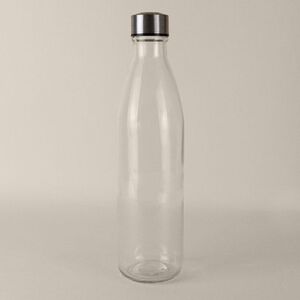 EgotierPro 39522 - Bouteille en verre avec bouchon inox 1L H2O