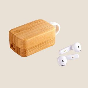 EgotierPro 50690 - Écouteurs sans fil Bluetooth 5.0 en bambou PLAY